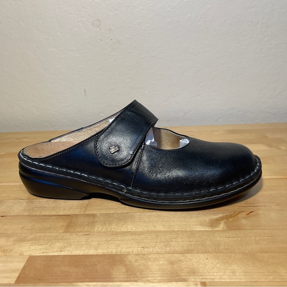 Finn Comfort Stanford Nero Vegas Black Leather Comfort Clogs German Made Shoes